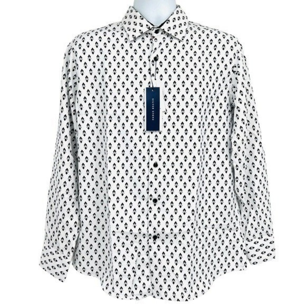 NWT Silver Stone Geo Collection Men's Shirt Size XXL Modern Fit Button Down $149